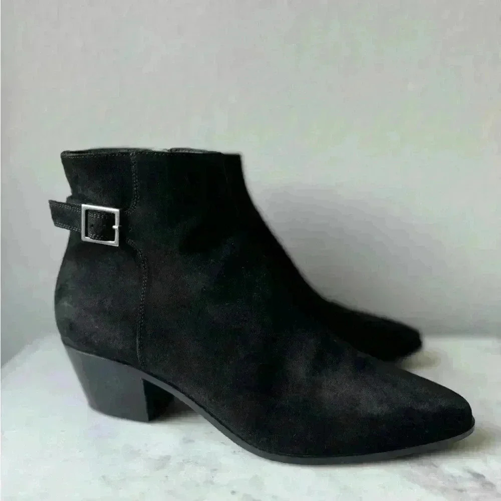 Saint Laurent Women’s‎ Suede Black Ankle Boots Size 6 - Picture 2 of 9
